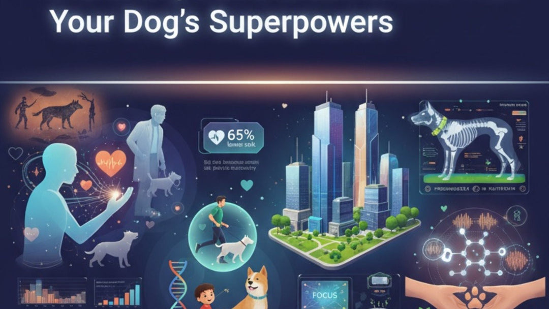 Infographic showing the science benefits of owning a dog and human-dog bond - brillasTU