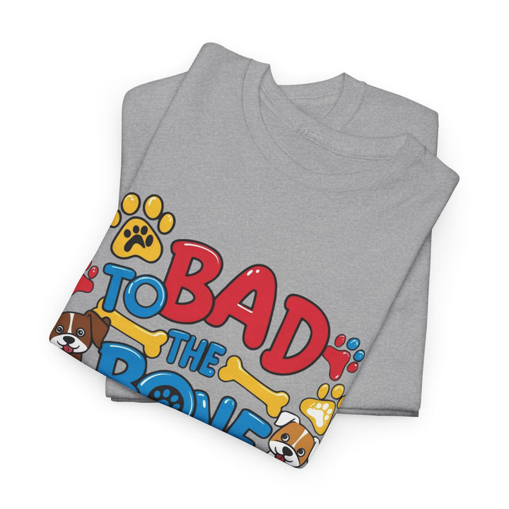 Bad to the Bone Dog Lover T-Shirt - Paw Print Graphic Tee