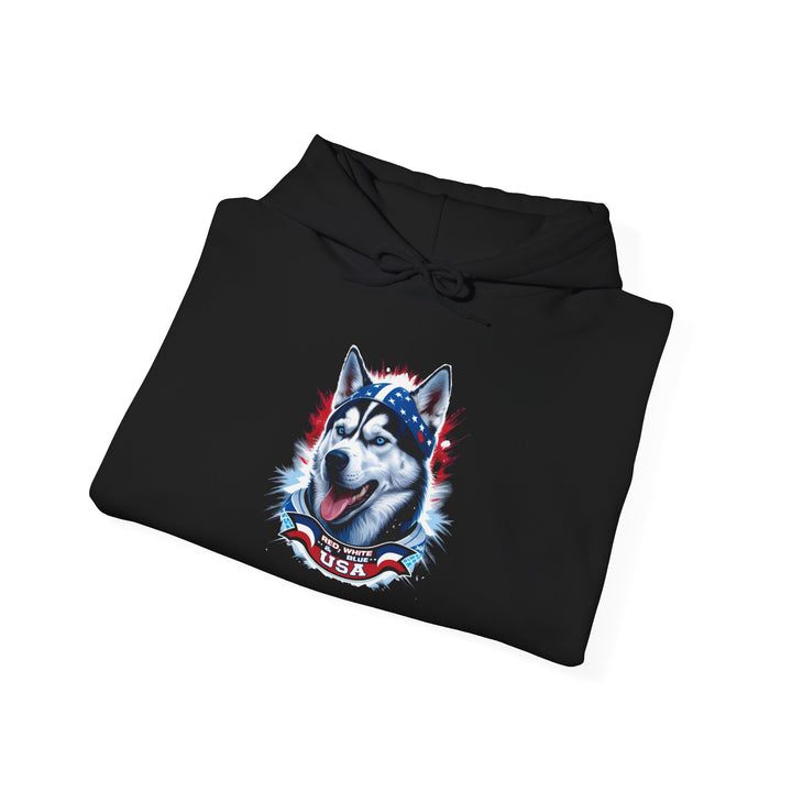 Patriotic Husky Hoodie - American Flag Dog Lover Sweatshirt by brillasTU