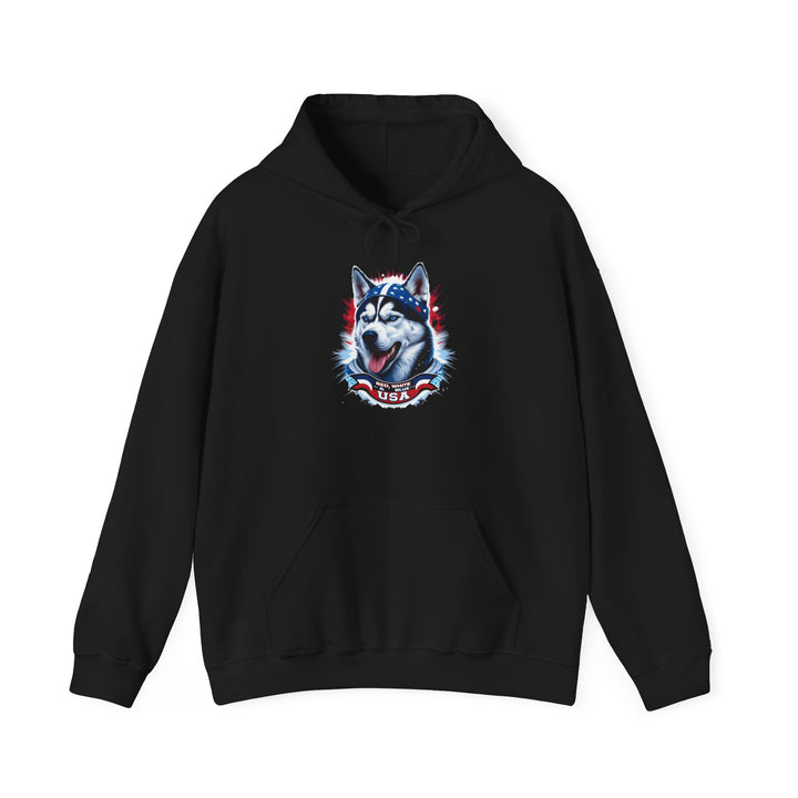 Patriotic Husky Hoodie - American Flag Dog Lover Sweatshirt by brillasTU