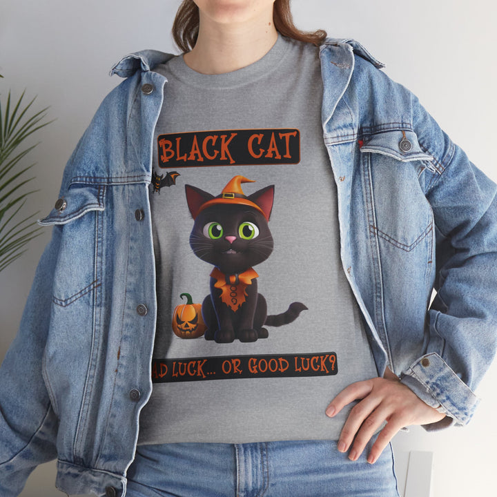 Black Cat, Bad Luck... Or Good Luck? Customized Gildan Unisex Heavy Cotton Tee