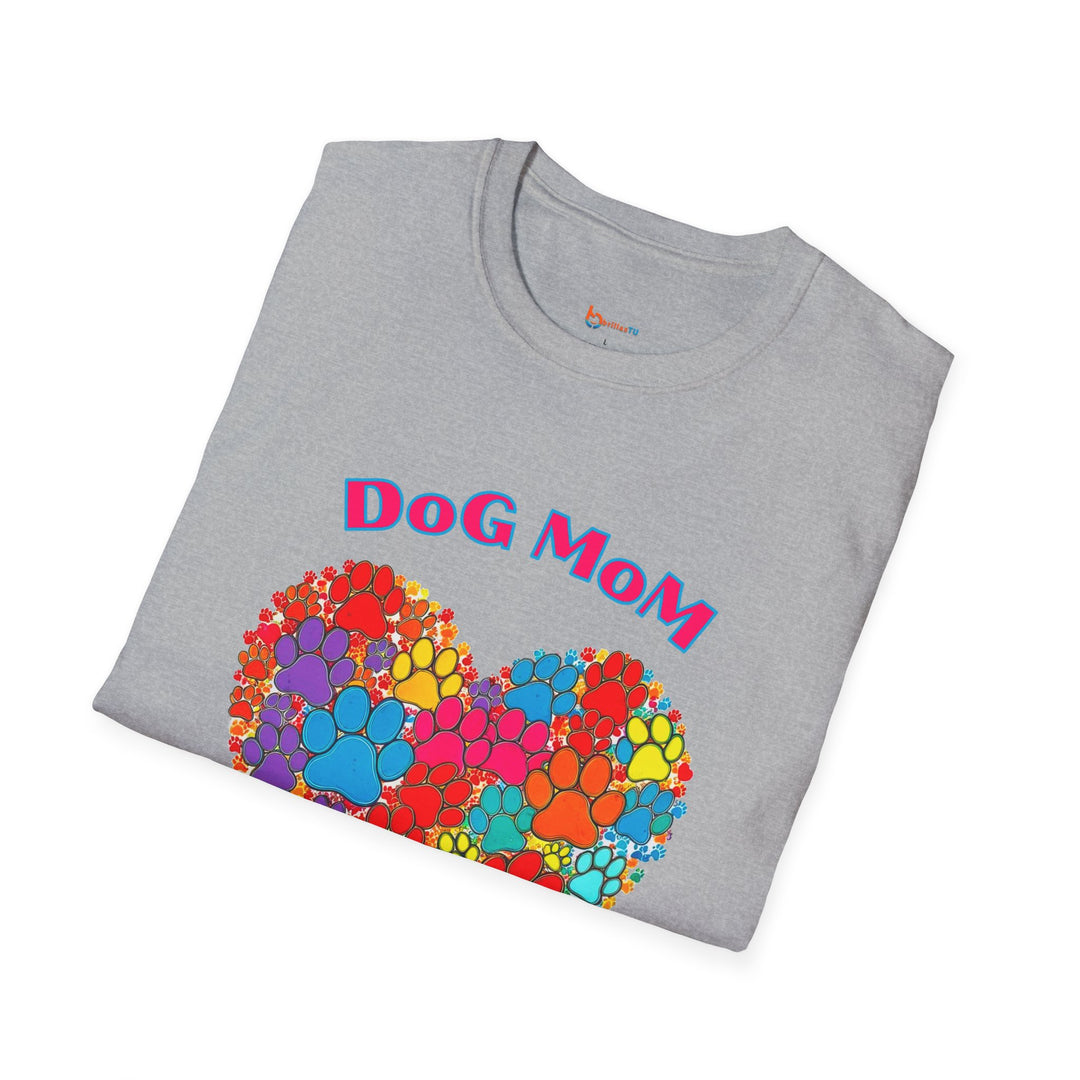 BrillasTU Colorful Paw Heart Dog Mom Softstyle Tee - Unisex Pet Shirt - brillasTU #