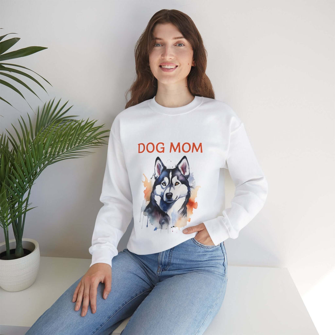 Dog Mom Siberian Husky Custom Gildan Unisex Crewneck Sweatshirt, Animal Lover Gift, Cozy Graphic Jumper - brillasTU