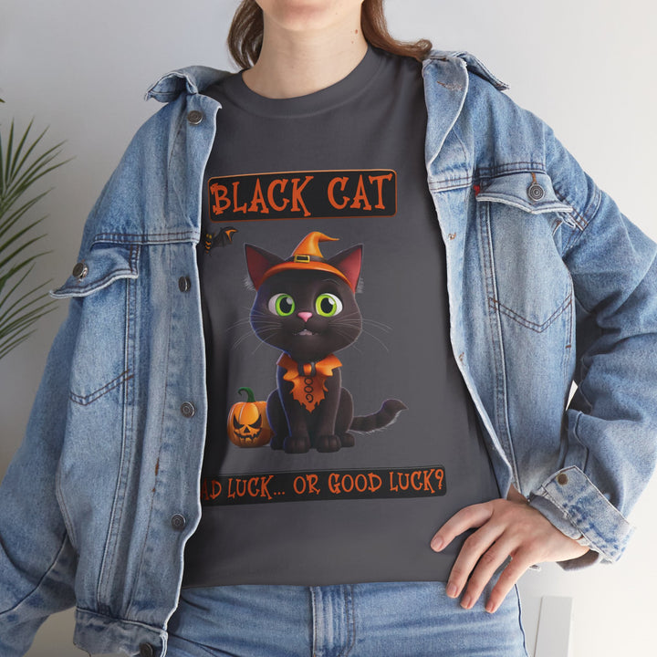 Black Cat, Bad Luck... Or Good Luck? Customized Gildan Unisex Heavy Cotton Tee