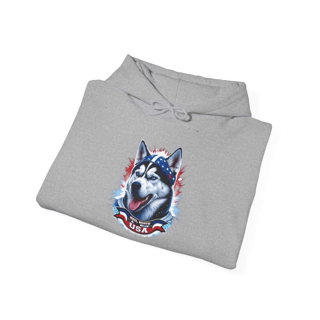 Patriotic Husky Hoodie - American Flag Dog Lover Sweatshirt by brillasTU