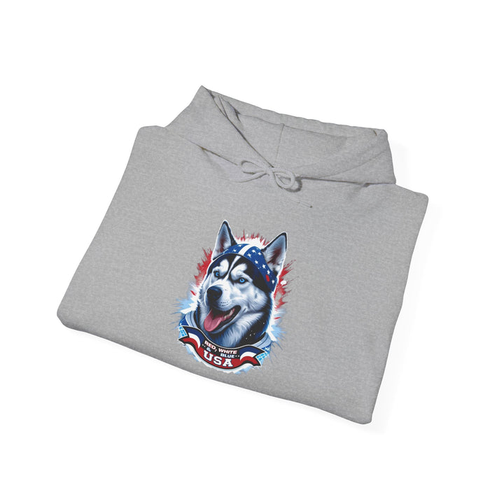 Patriotic Husky Hoodie - American Flag Dog Lover Sweatshirt by brillasTU