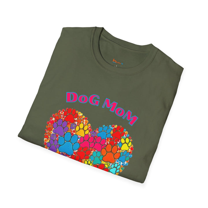 BrillasTU Colorful Paw Heart Dog Mom Softstyle Tee - Unisex Pet Shirt - brillasTU #