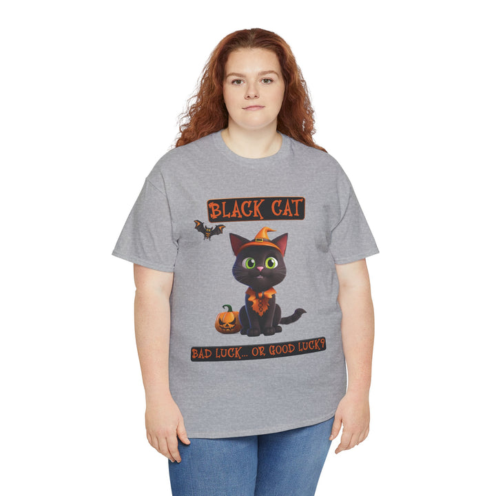 Black Cat, Bad Luck... Or Good Luck? Customized Gildan Unisex Heavy Cotton Tee