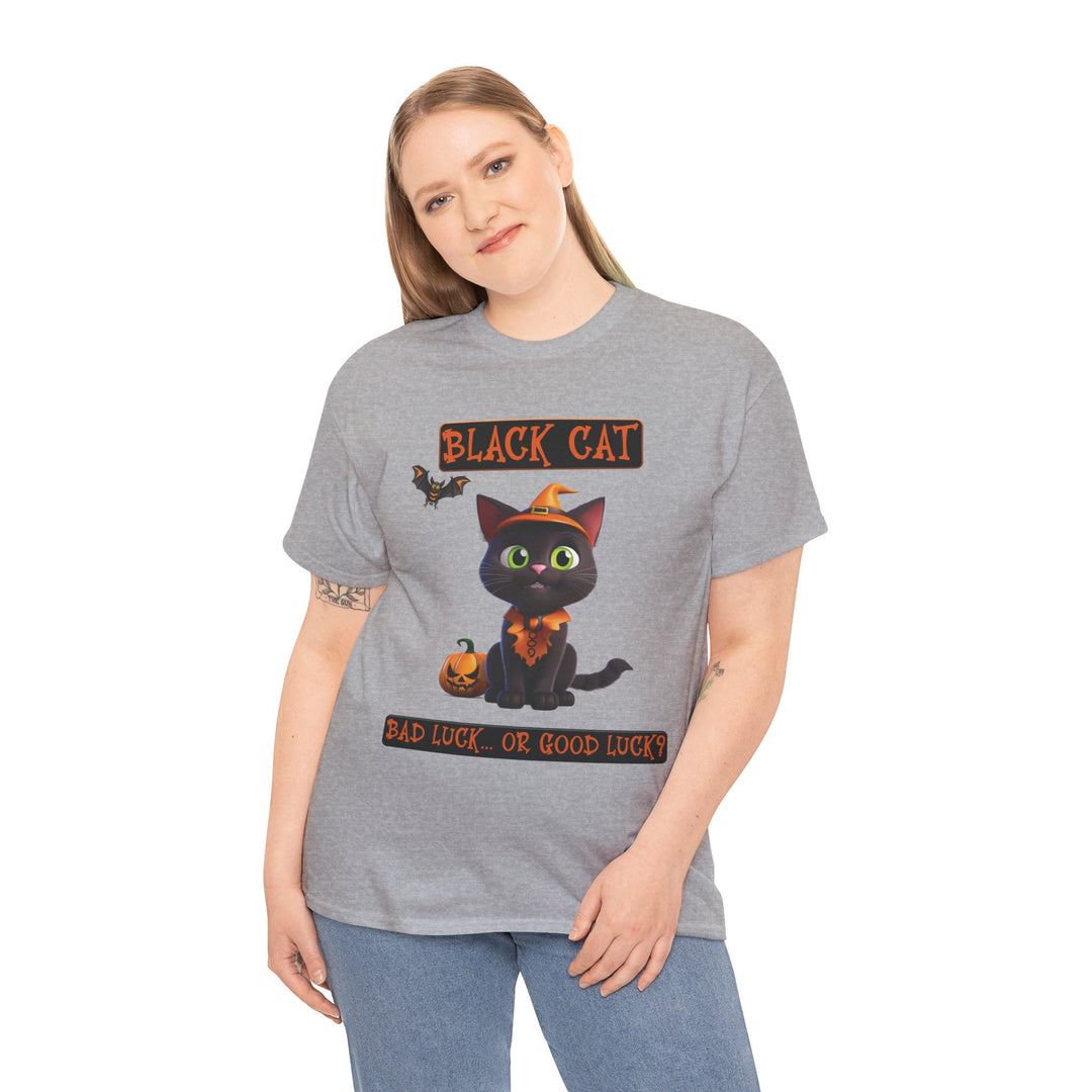 Black Cat, Bad Luck... Or Good Luck? Customized Gildan Unisex Heavy Cotton Tee