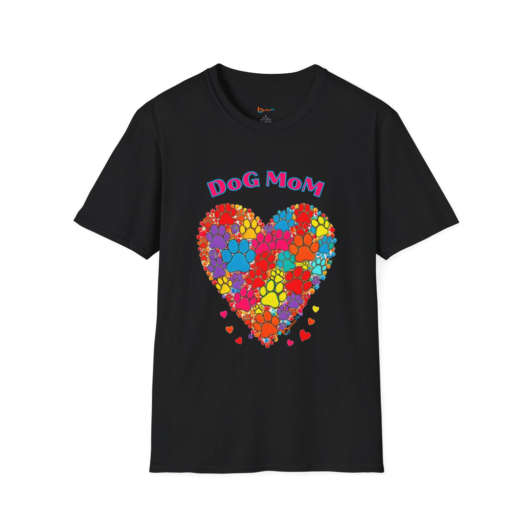 BrillasTU Colorful Paw Heart Dog Mom Softstyle Tee - Unisex Pet Shirt - brillasTU #