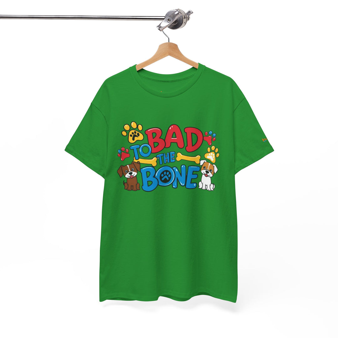 Bad to the Bone Dog Lover T-Shirt - Paw Print Graphic Tee