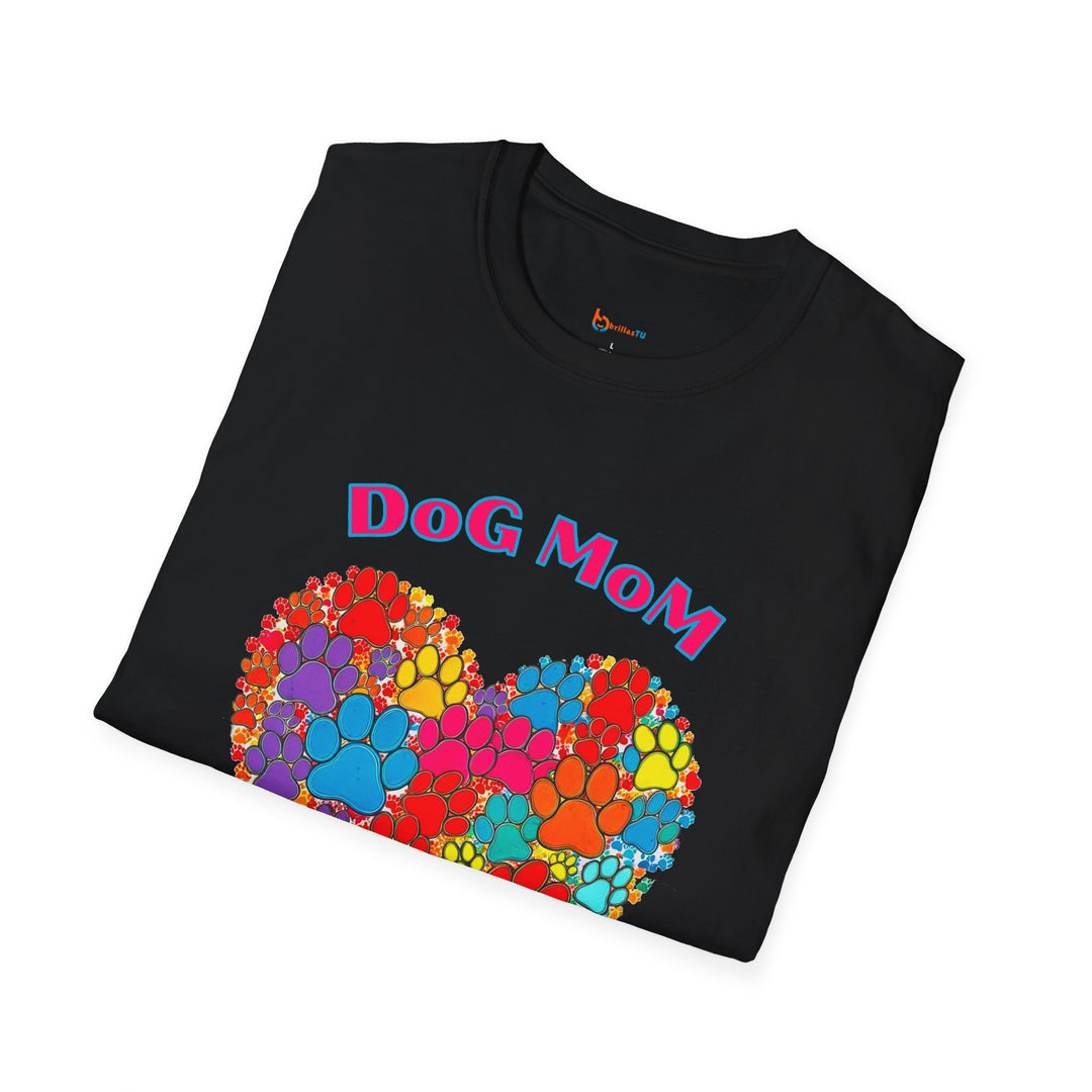 BrillasTU Colorful Paw Heart Dog Mom Softstyle Tee - Unisex Pet Shirt - brillasTU #