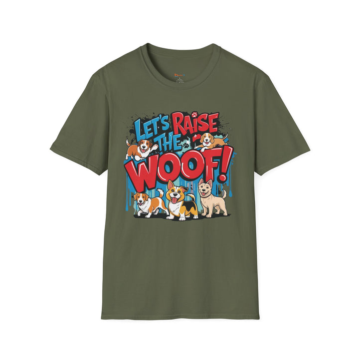 Let’s Raise the Woof! Dog Graphic T-Shirt - brillasTU #