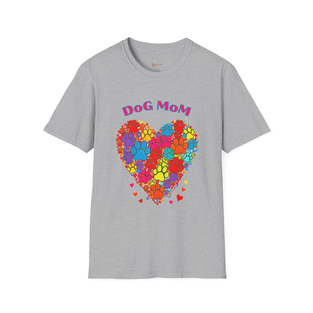 BrillasTU Colorful Paw Heart Dog Mom Softstyle Tee - Unisex Pet Shirt - brillasTU #