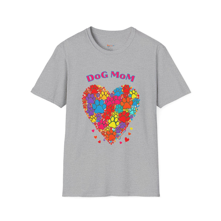 BrillasTU Colorful Paw Heart Dog Mom Softstyle Tee - Unisex Pet Shirt - brillasTU #
