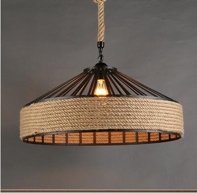 Rustic American Country Hemp Rope Chandelier - Vintage Farmhouse Lighting