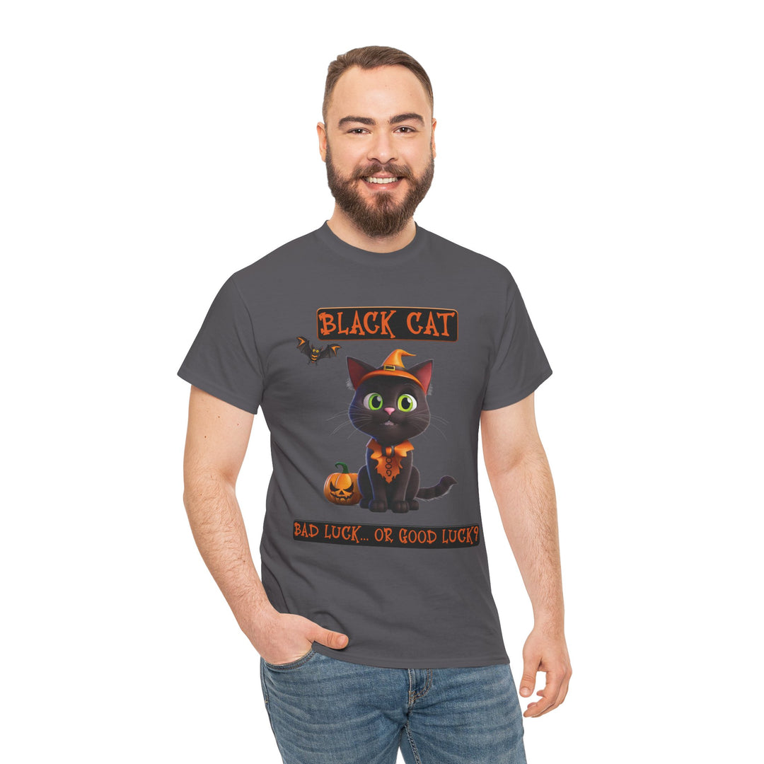 Black Cat, Bad Luck... Or Good Luck? Customized Gildan Unisex Heavy Cotton Tee - brillasTU