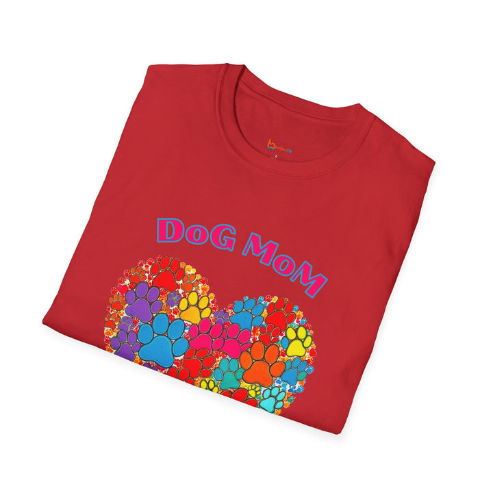 BrillasTU Colorful Paw Heart Dog Mom Softstyle Tee - Unisex Pet Shirt - brillasTU #