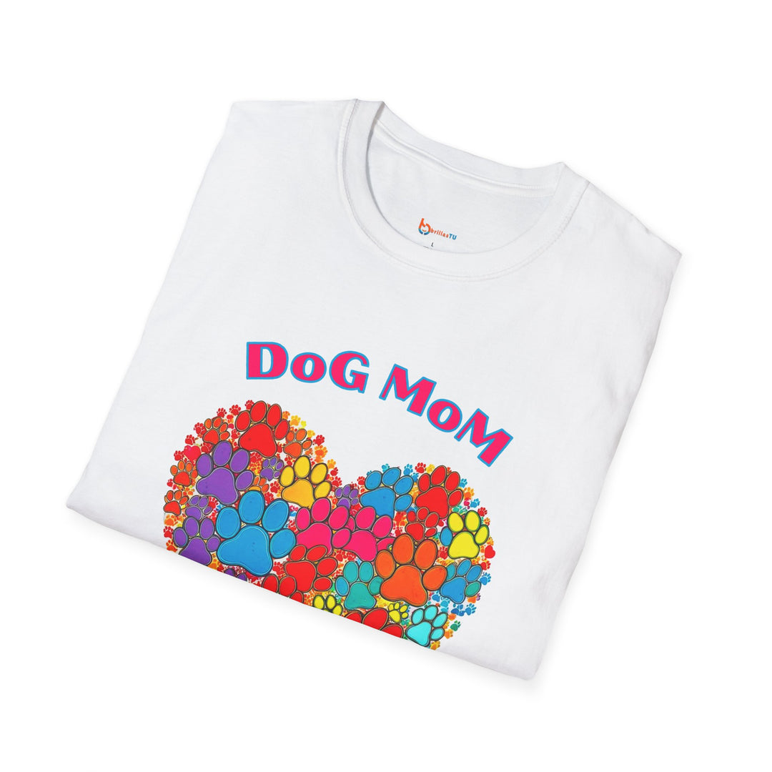 BrillasTU Colorful Paw Heart Dog Mom Softstyle Tee - Unisex Pet Shirt - brillasTU #