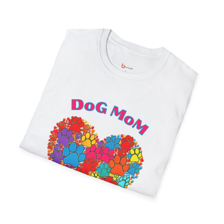 BrillasTU Colorful Paw Heart Dog Mom Softstyle Tee - Unisex Pet Shirt - brillasTU #