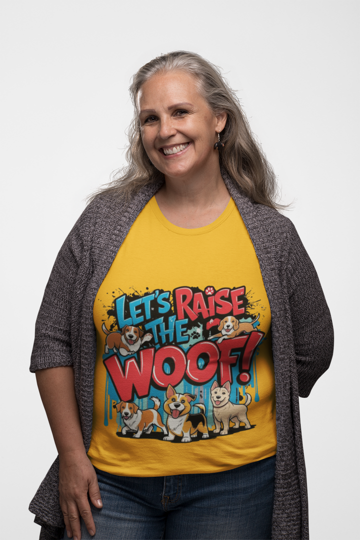 Camiseta — "¡A ladrar!" con estampado de perros de dibujos animados