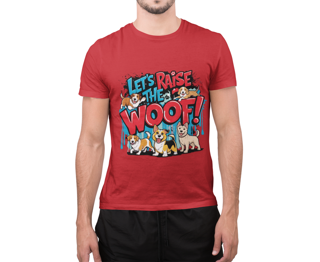 Camiseta — "¡A ladrar!" con estampado de perros de dibujos animados