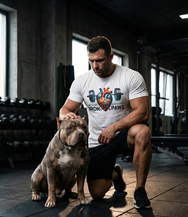 Iron & Paws Heartbeat T-Shirt, Gym Shirt, Pet Lover Gift, Fitness Apparel, Dog Owner Tee, Motivational Workout Wear
