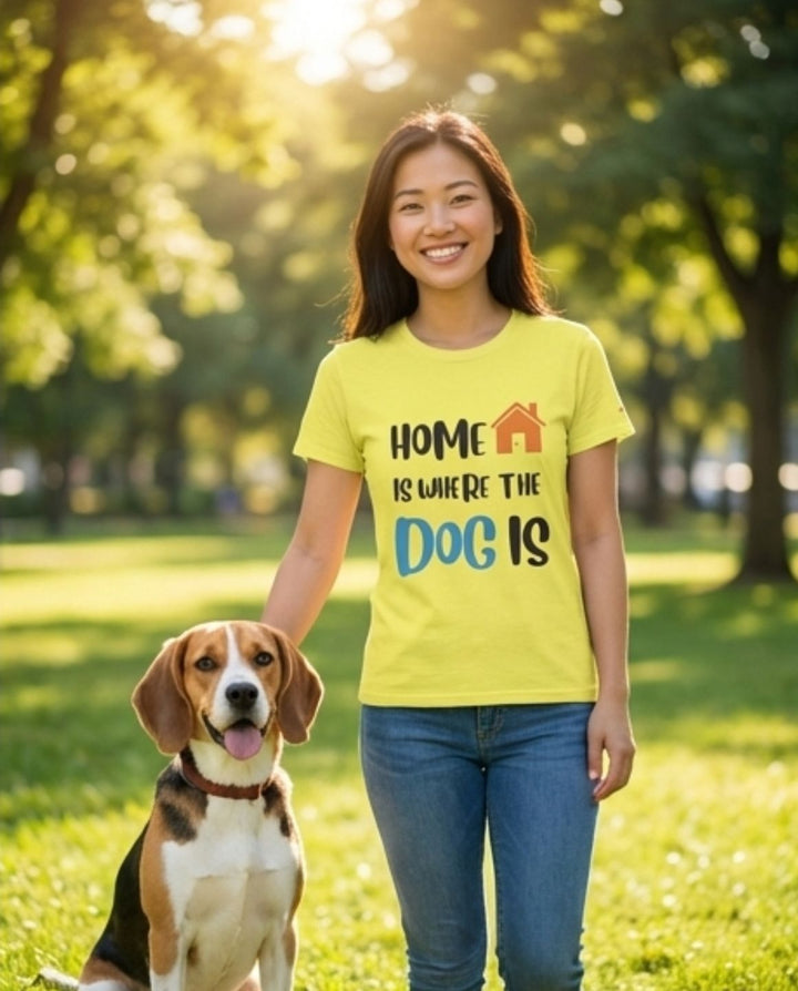 brillasTU Home Is Where The Dog Is Shirt Dog Lover Gift Cotton