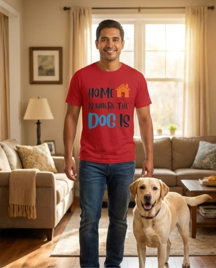 brillasTU Home Is Where The Dog Is Shirt Dog Lover Gift Cotton