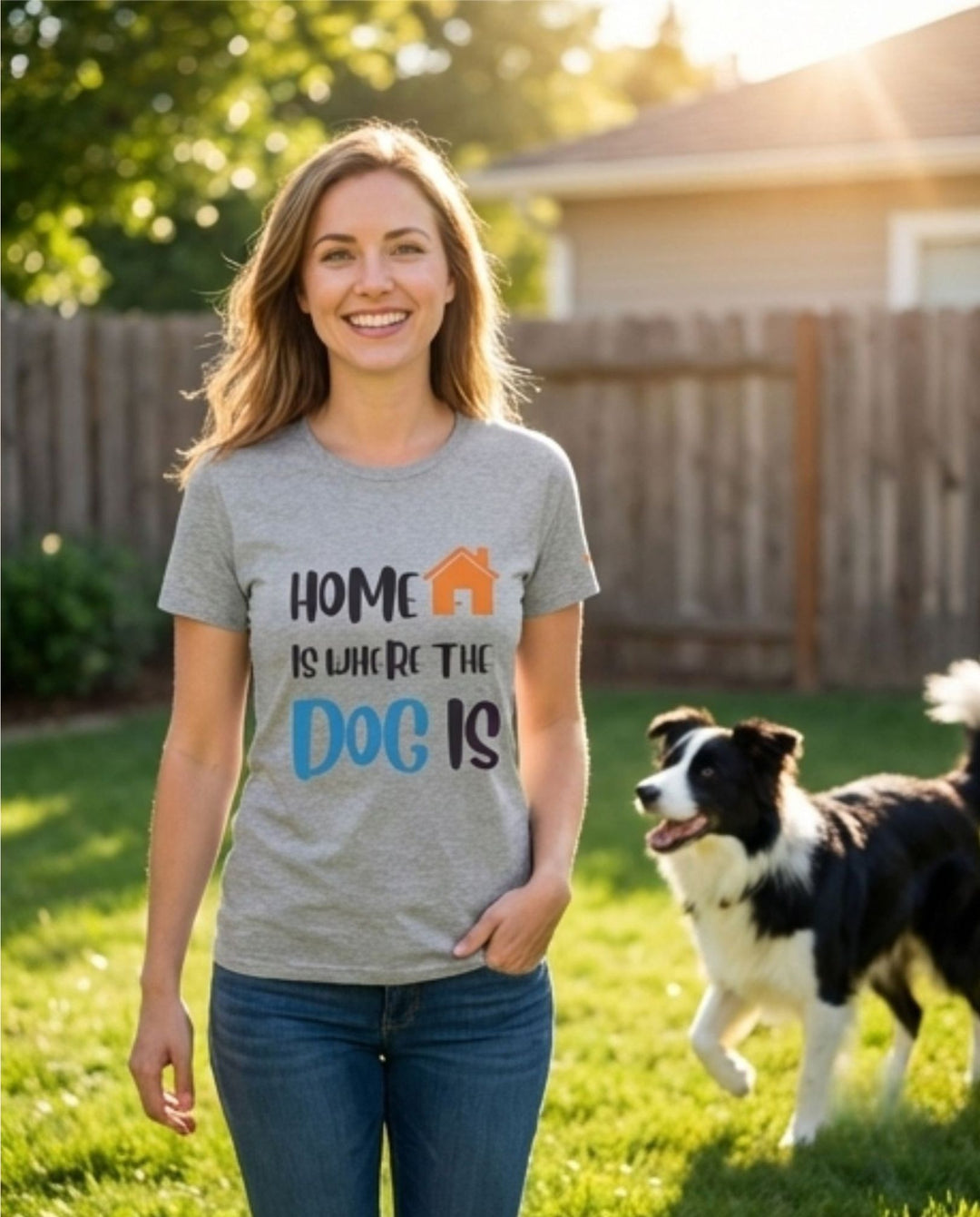 brillasTU Home Is Where The Dog Is Shirt Dog Lover Gift Cotton