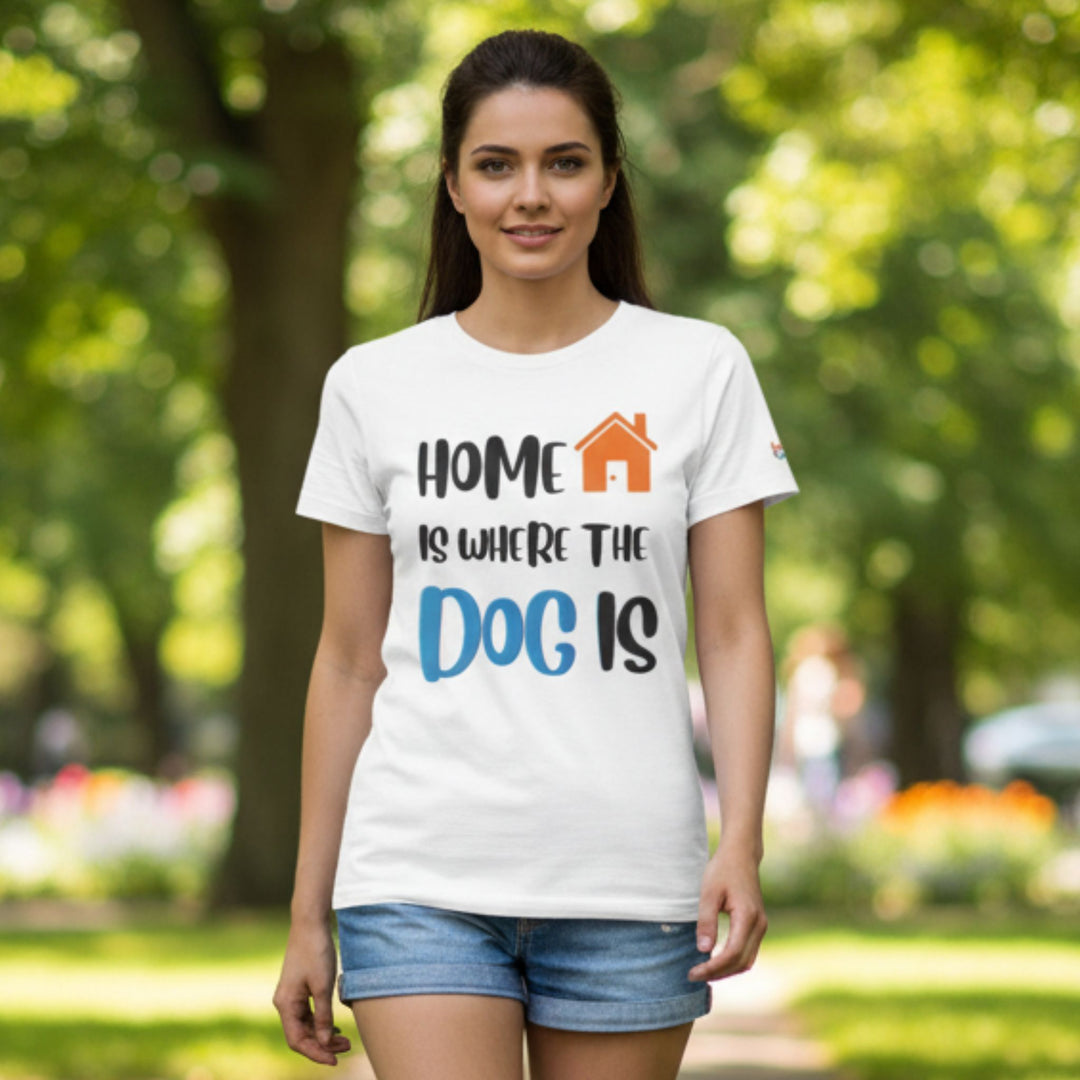 brillasTU Home Is Where The Dog Is Shirt Dog Lover Gift Cotton