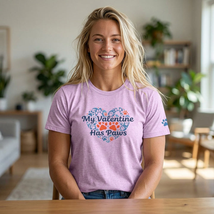 BrillasTU My Valentine Has Paws Shirt Dog Lover Cotton Blend