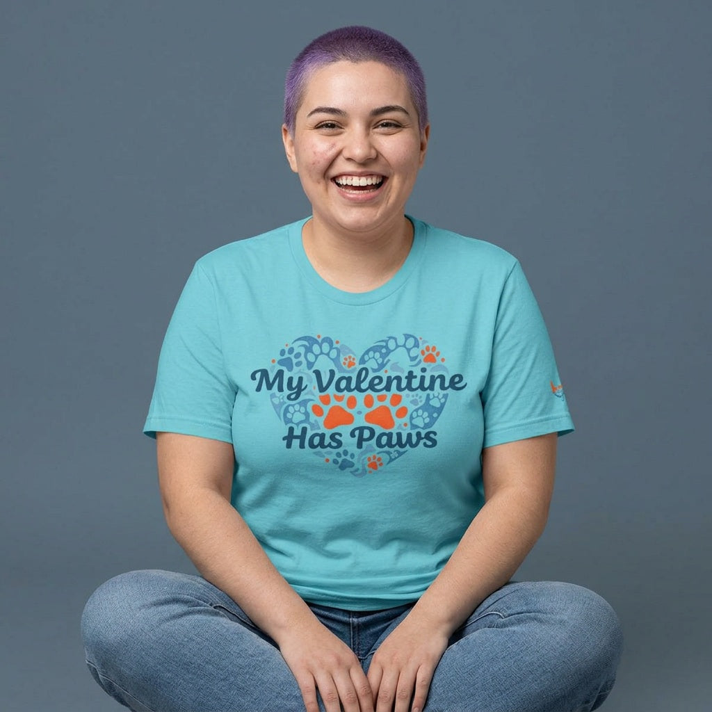 BrillasTU My Valentine Has Paws Shirt Dog Lover Cotton Blend