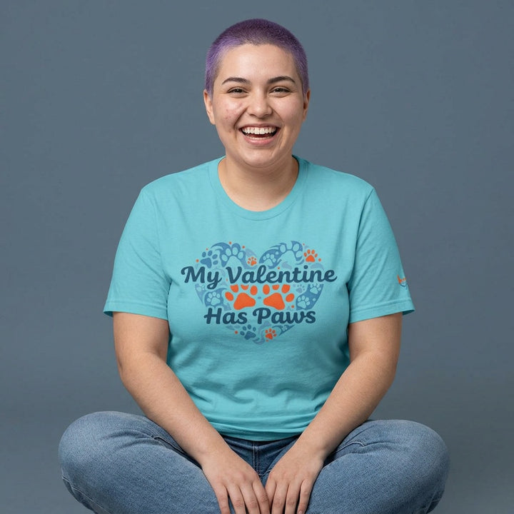BrillasTU My Valentine Has Paws Shirt Dog Lover Cotton Blend