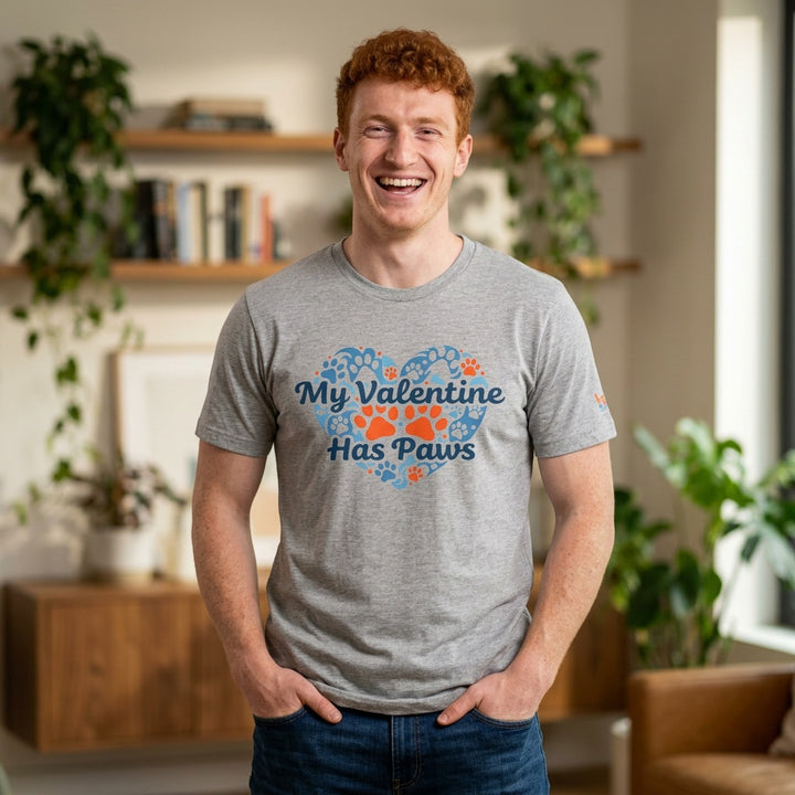 BrillasTU My Valentine Has Paws Shirt Dog Lover Cotton Blend