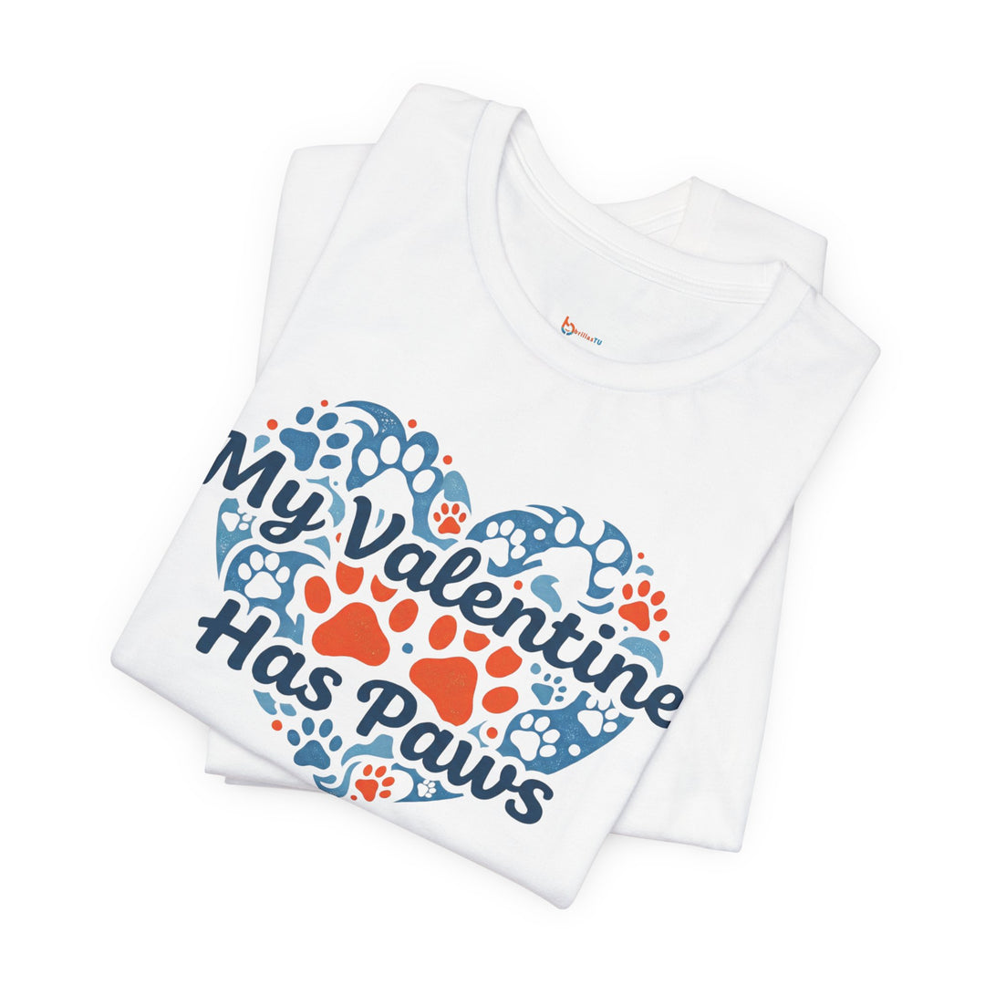 BrillasTU My Valentine Has Paws Shirt Dog Lover Cotton Blend