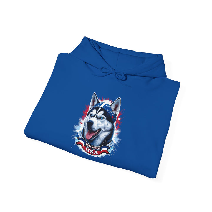Patriotic Husky Hoodie - American Flag Dog Lover Sweatshirt by brillasTU