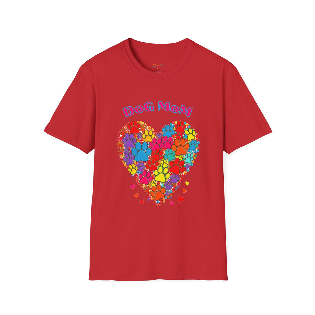 BrillasTU Colorful Paw Heart Dog Mom Softstyle Tee - Unisex Pet Shirt - brillasTU #