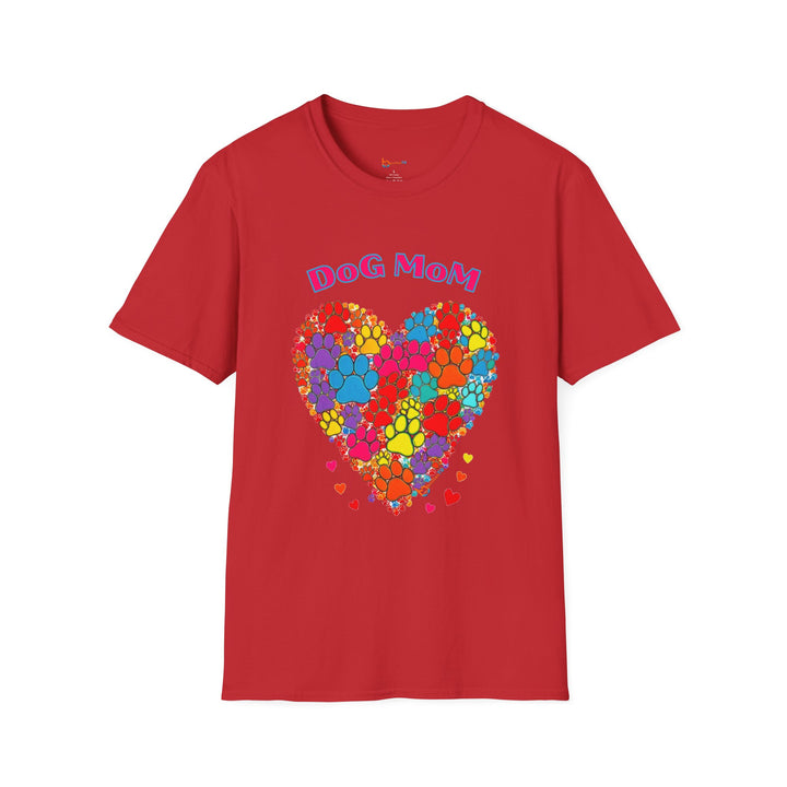 BrillasTU Colorful Paw Heart Dog Mom Softstyle Tee - Unisex Pet Shirt - brillasTU #