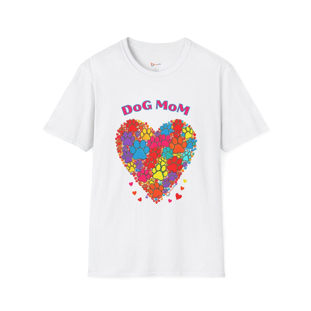 BrillasTU Colorful Paw Heart Dog Mom Softstyle Tee - Unisex Pet Shirt - brillasTU #