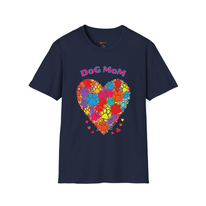 BrillasTU Colorful Paw Heart Dog Mom Softstyle Tee - Unisex Pet Shirt - brillasTU #