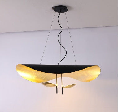 Elegant Black/White Gold Leaf LED Pendant Light for Modern Interiors