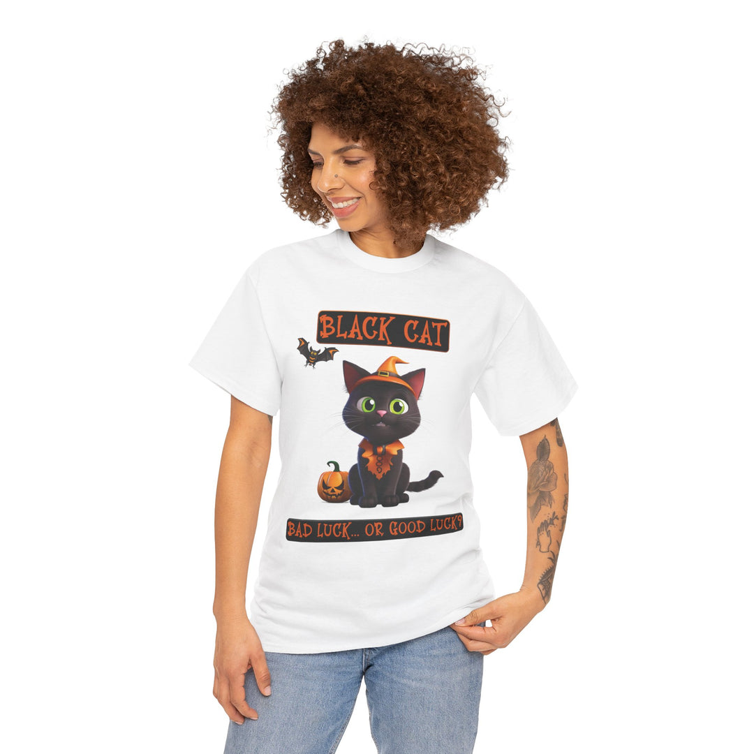 Black Cat, Bad Luck... Or Good Luck? Customized Gildan Unisex Heavy Cotton Tee - brillasTU