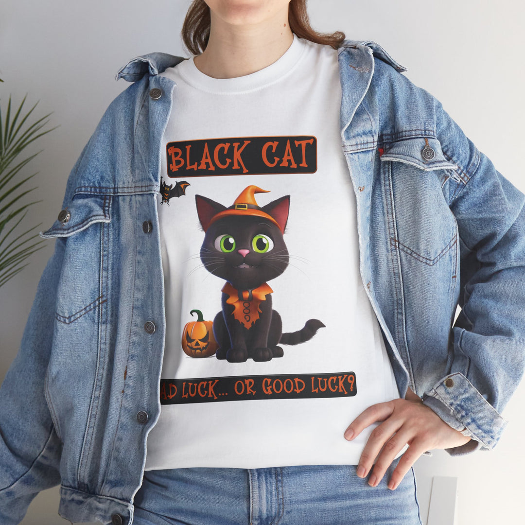 Black Cat, Bad Luck... Or Good Luck? Customized Gildan Unisex Heavy Cotton Tee - brillasTU