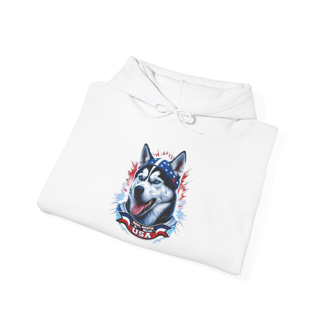 Patriotic Husky Hoodie - American Flag Dog Lover Sweatshirt by brillasTU