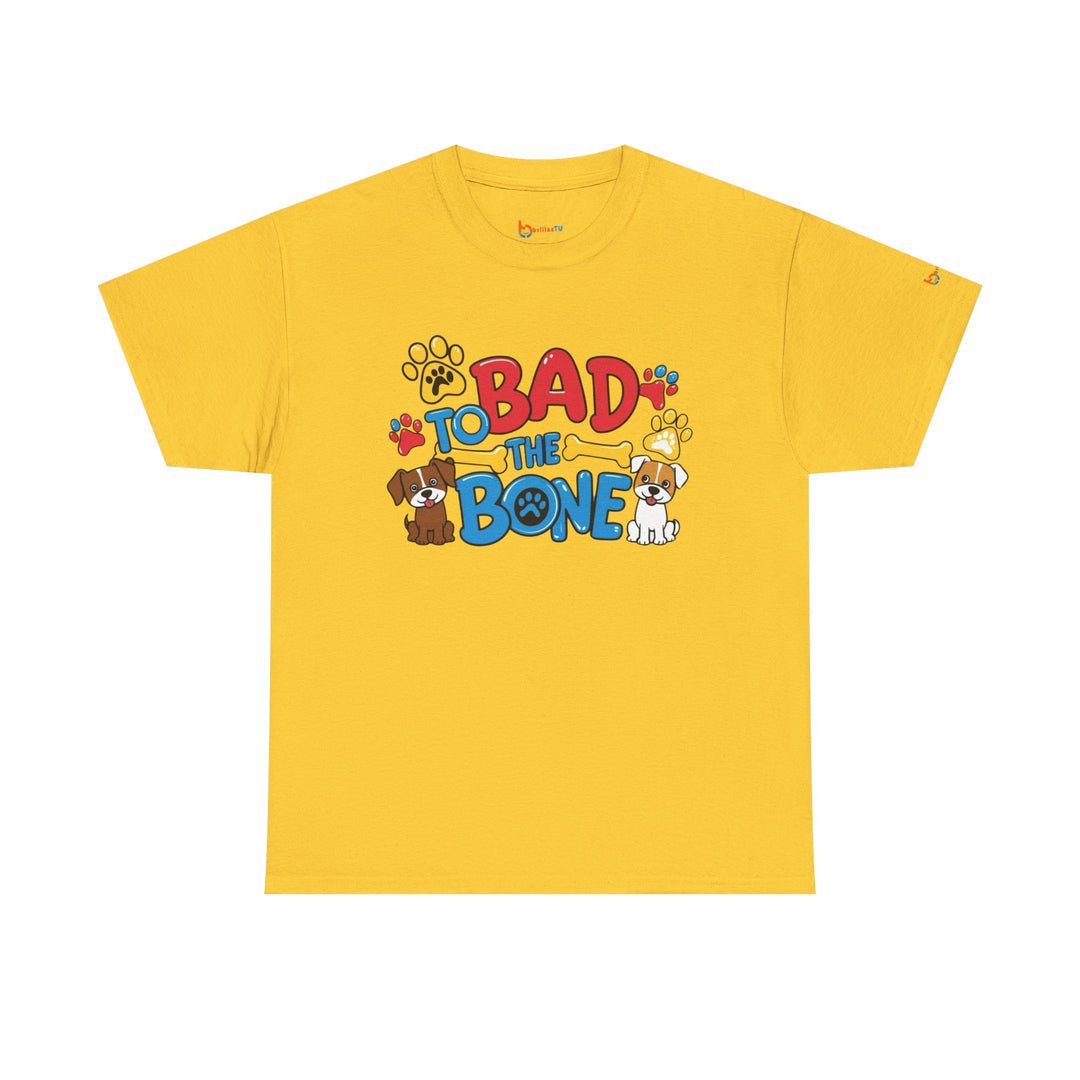 Bad to the Bone Dog Lover T-Shirt - Paw Print Graphic Tee