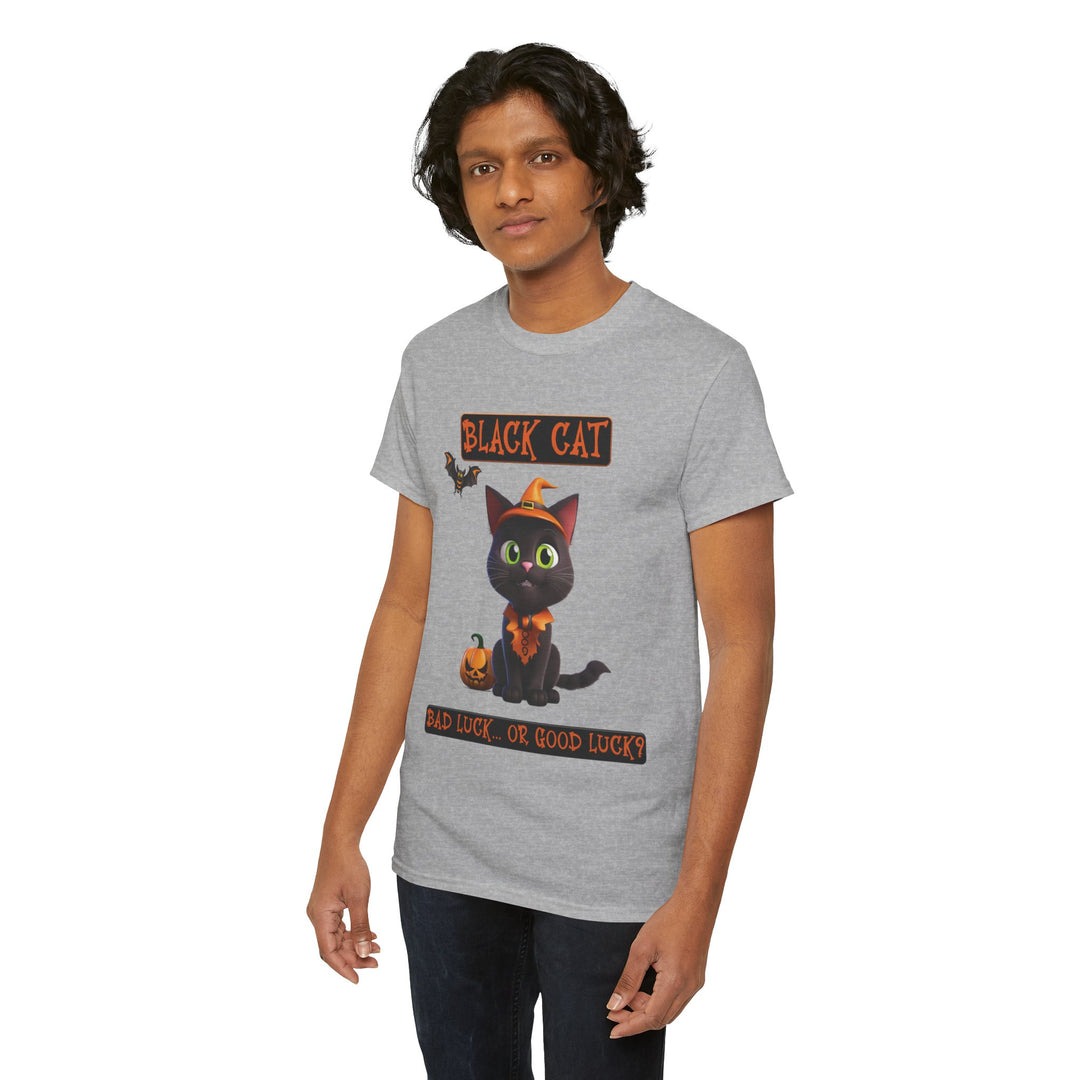 Black Cat, Bad Luck... Or Good Luck? Customized Gildan Unisex Heavy Cotton Tee