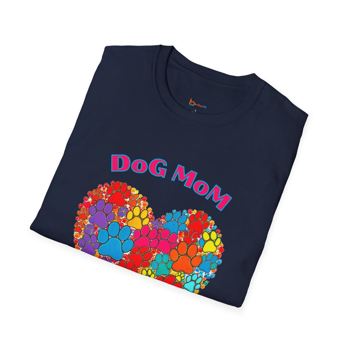 BrillasTU Colorful Paw Heart Dog Mom Softstyle Tee - Unisex Pet Shirt - brillasTU #