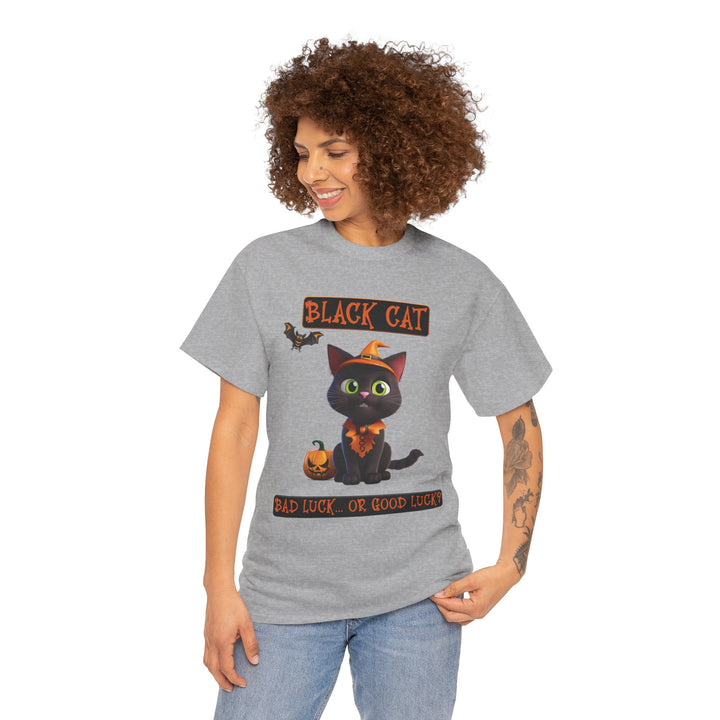 Black Cat, Bad Luck... Or Good Luck? Customized Gildan Unisex Heavy Cotton Tee