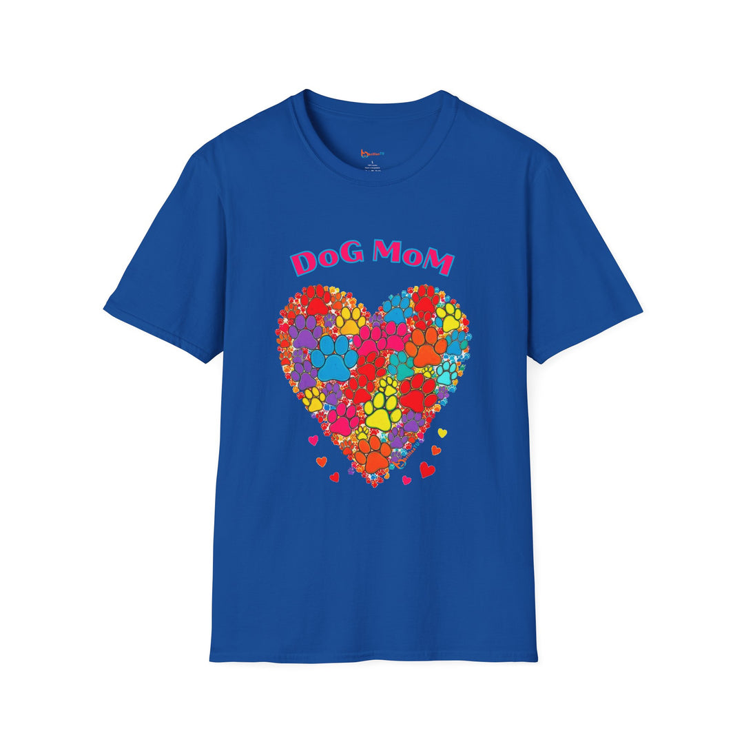 BrillasTU Colorful Paw Heart Dog Mom Softstyle Tee - Unisex Pet Shirt - brillasTU #